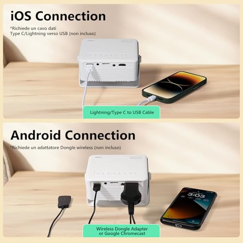 Mini Projector 15000 Lumens, Yoton Y3 Portable Projector, 4K Video Projector Support Full HD 1080P, Car Keystone, 50% Zoom, for Phone/TV Stick/HDMI/USB/TF, Ideal for Cinema Home, Travel