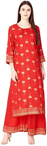 Ortange Women's Rayon Printed Kurta With Palazzo Set