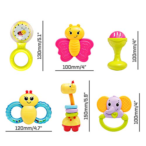 image for infunbebe Baby Rattles Teether Toy, Grab, Shaker and Spin Rattle, Firs