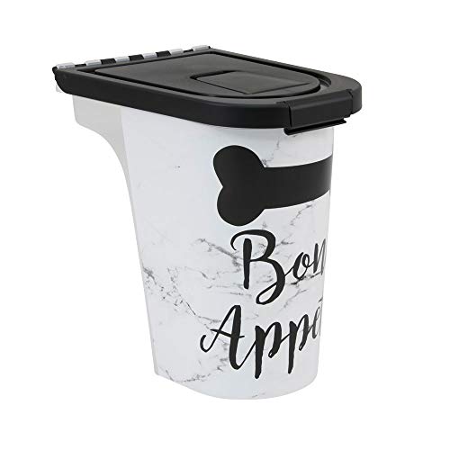 Paw Prints Plastic Pet Food Bin, Bone Appetit Design, 7 LB