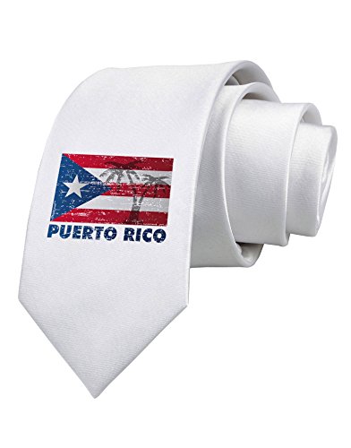 TooLoud Distressed Puerto Rico Flag Printed White Neck Tie
