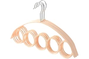 HOLIDYOYO Scarf Tie Rack Organizer with 5 Non-Slip Rings Space-Saving Closet Hanger for Scarves Accessories Fits Standard Clo