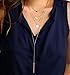 Lariat Gold Necklace for Women, Slip Chain Necklace Dainty Long Necklace 14k Gold Plated/Silver Y-Shaped Pendant Necklace Trendy Layered Beaded Chain Drop Necklaces Simple Gold Jewelry For Women Girls Gift