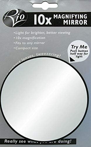 Rio 10x Magnifying Compact Mirror with Light for Purses Small Pocket or Travel Makeup Mirror. Distortion Free for Precision Makeup Tweezing & Skincare. with Suction Cups for Ease of Use - Image 4