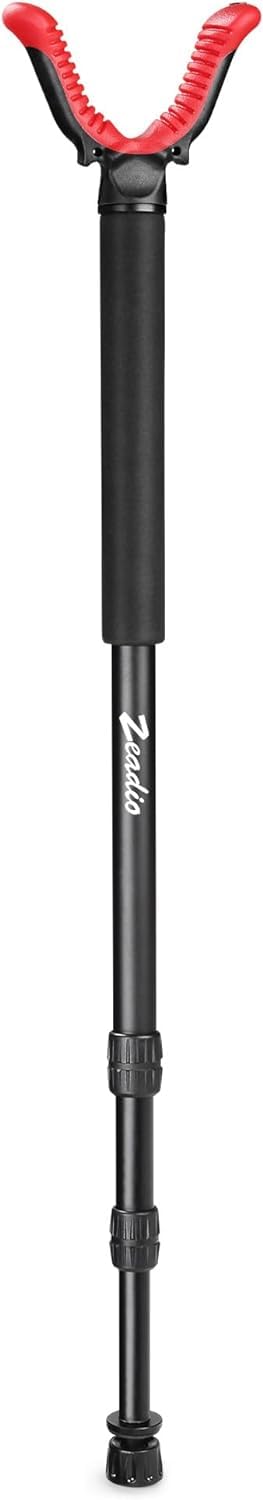 Zeadio Monopod Support Stick Rest with High Density Foam Grip, Twist-Style Locking Leg, and Non-Marring V-Yoke Rest Head for Outdoor activities，32" to 65"