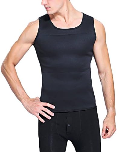 Men Hot Sweat Vest Neoprene Sauna Body Shaper Slimming Sweat Tummy Fat Burner Tank Top for Weight Loss Tummy Fat Burner (Black, XXL)