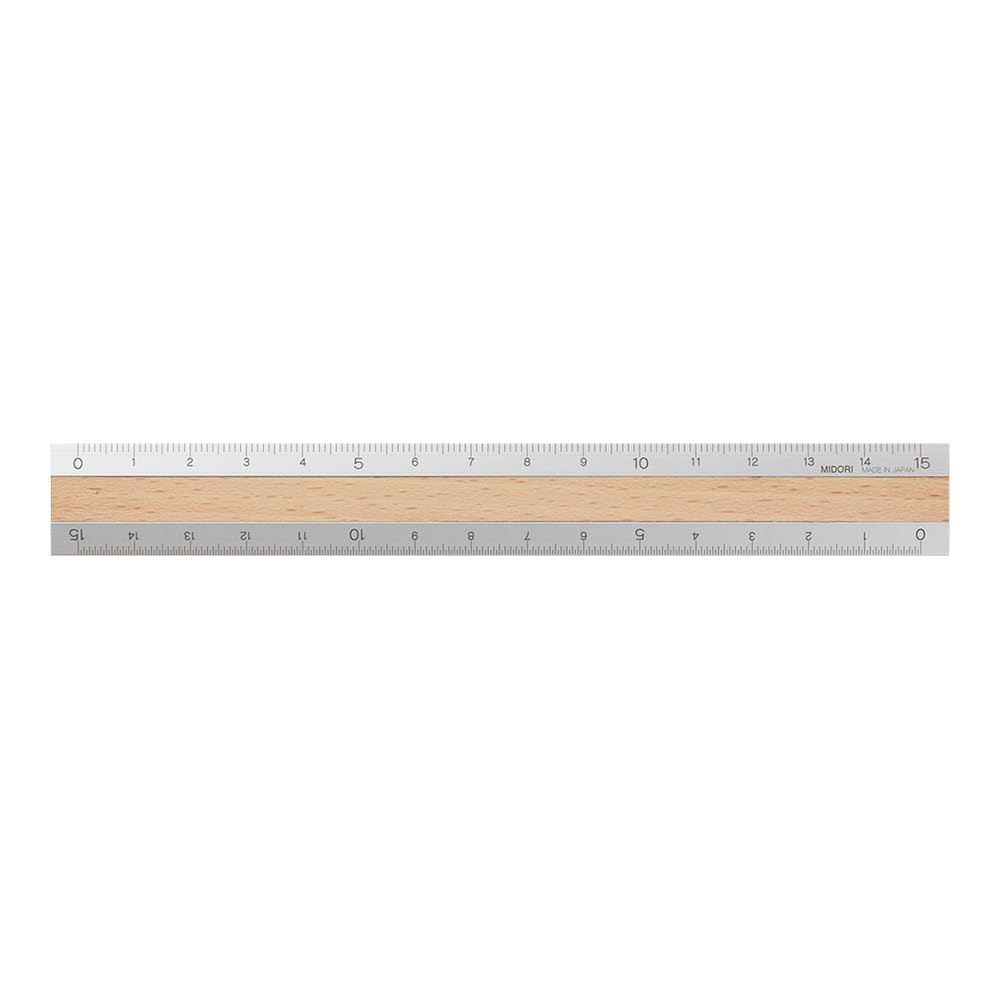 Midori Aluminium Ruler - 15cm, Light Brown