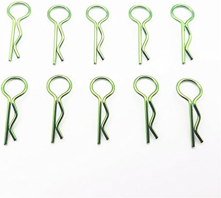 10pcs Green Small Universal Scale Bend Body Clips for All 1/10th Scale RC Cars RC Car Parts Pins Metal Stainless Steel Truck Buggy Shell Replacement HSP