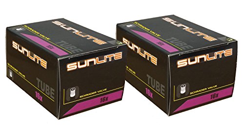 2 Pack - Tube, 16 x 1-3/8 32mm Regular Schrader Valve, Sunlite, Stroller, Youth Bike, Toddler Bike, Trailer, Recumbent