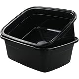 Idomy Rectangle Plastic Black Washing Basin / Tub, Pack of 2