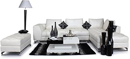 Lifestyle Solutions White Sal Wood 5 Seater L-Shaped Sofa Set For Living Room