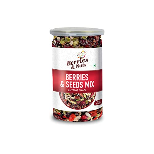 Berries And Nuts Trail Mix | Berries & Seeds Mix | 200 Grams | 1 Bottle of 200 Grams | Cranberries, Blueberries, Gojiberries, Strawberries, Pumpkin, Sunflower, Chia, Watermelon, Flax Seeds