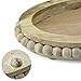 AuldHome Wood Beaded Tray, Decorative Farmhouse Style Distressed Whitewashed Wooden Tray