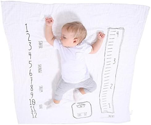 Malihome Monthly Newborn Milestone Blanket Photo Props For Babies For Each Month-For Expecting Moms-47inch x 47inch (Monthly Ruler Blanket)