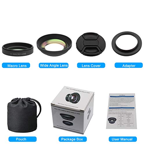 Wide Angle Lens, 72MM 0.39x HD Camera Camcorder Wide Angle Lens with Macro Portion Camera Lenses Kit for Digital Video Camera Camcorder
