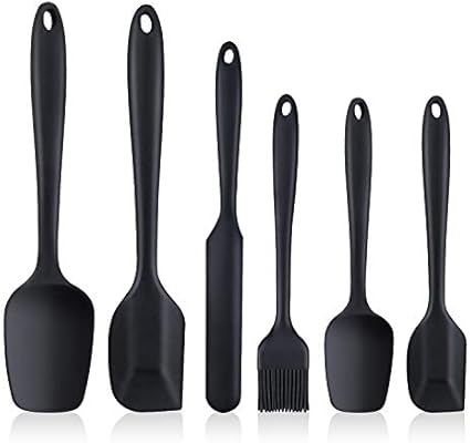 Spatulas Set Of 6 Food Grade Silicone Spatulas Rubber Spatulas Heat Resistant Seamless One Piece Design Stainless Steel Core Kitchen Utensils Nonstick For For Cooking Baking And Mixing Black Amazon Sg Home