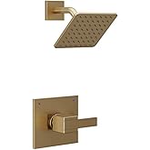 Replacement for Delta Shower Trim Kit Modern 14 Series, 6-Inch Brushed Gold Shower Faucet Set, All Metal Gold Shower Head and Handle Set(Valve and Cartridge Not Included)