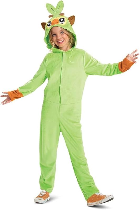 Pokémon Grookey Hooded Jumpsuit Costume for Kids, Classic Size Large (10-12)