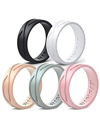 Anillo de boda de silicona para hombres y mujeres, paquete de 4 5 anillas, diseño de anillos de goma de silicona, cómodo y duradero, juego a juego, diseño de patente de EE. UU.