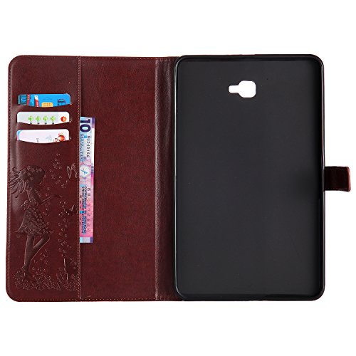 Funyye Magnetic Flip Closure Case for Samsung Galaxy Tab A SM-T580,Luxury PU Leather Wallet with Credit Card Holder Slots Soft Silicone Ultra Thin Case for Galaxy Tab A 10.1(SM-T580/SM-T585),Brown - Thumbnail 4
