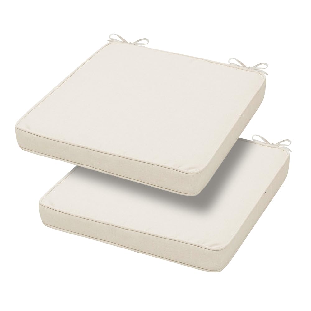 Photo 1 of Magpie Fabrics Square Corner Seat Cushion, 18" x 18" x 2.5", 2 Pack, Indoor/Outdoor Waterproof Weather Resistant Universal Chair Pads for Patio Garden Dining - Cream Beige