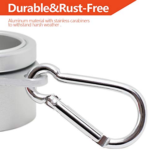 Anley 1.25" Aluminum Flagpole Mounting Rings Set Anti Wrap 360° Rotatable Ring with Carabiners