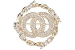 ZXCVWWE Rhinestone Double Circle Brooch Lapel Pins Crystal Brooches for Women Cardigan Shirt Badge Double Ring Large Brooch Badges on Backpack Shiny Zircon Brooches for Clothing Cute Pins Art Jewelry Gifts