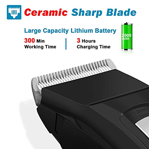 HAUSBELL Patented professional-grade Cordless Rechargeable Hair Clipper & Trimmer， Easy black Coded Guide Combs - for Men, Women & Children - Model D905909，Waterproof &passed UL certification