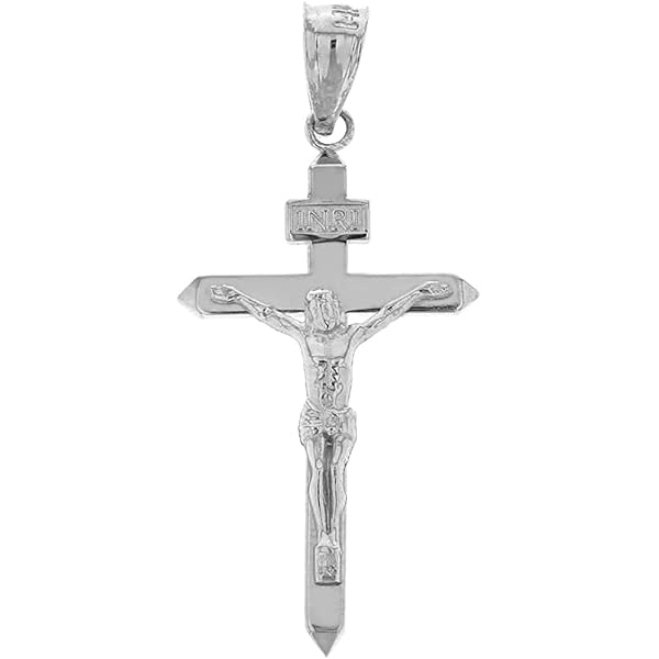 Pendentif Croix En Argent Sterling 925 Avec Inscription INRI - Bijou Religieux, Neuf Sans Emballage