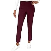 Mario Serrani Women's Pull On Pants, Textured, Black, Large (US, Alpha, Medium, Regular, Regular, Burgundy)