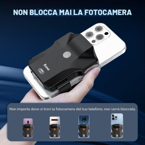 Eyoyo Bluetooth QR Code Barcode Scanner, 2D Wireless Back Clip Phone UPC USB Barcode Scanner Reader with Battery Level Indicator Compatible with 4.7"-7.2" Android Phone, iPhone