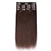 Double Weft 100% Remy Human Hair Clip in Extensions 14''-22'' Grade 7A Quality Full Head Thick Thickened Long Soft Silky Straight 8pcs 18clips for Women Fashion (16