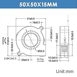 WINSINN 50mm 5015 Blower Fan 12V, 3D Printer 24