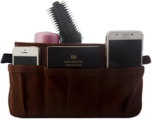 Oh Girl Reinforced Purse Organizer (Medium (L 10", W 3", H 6"), Brown Cotton Canvas)