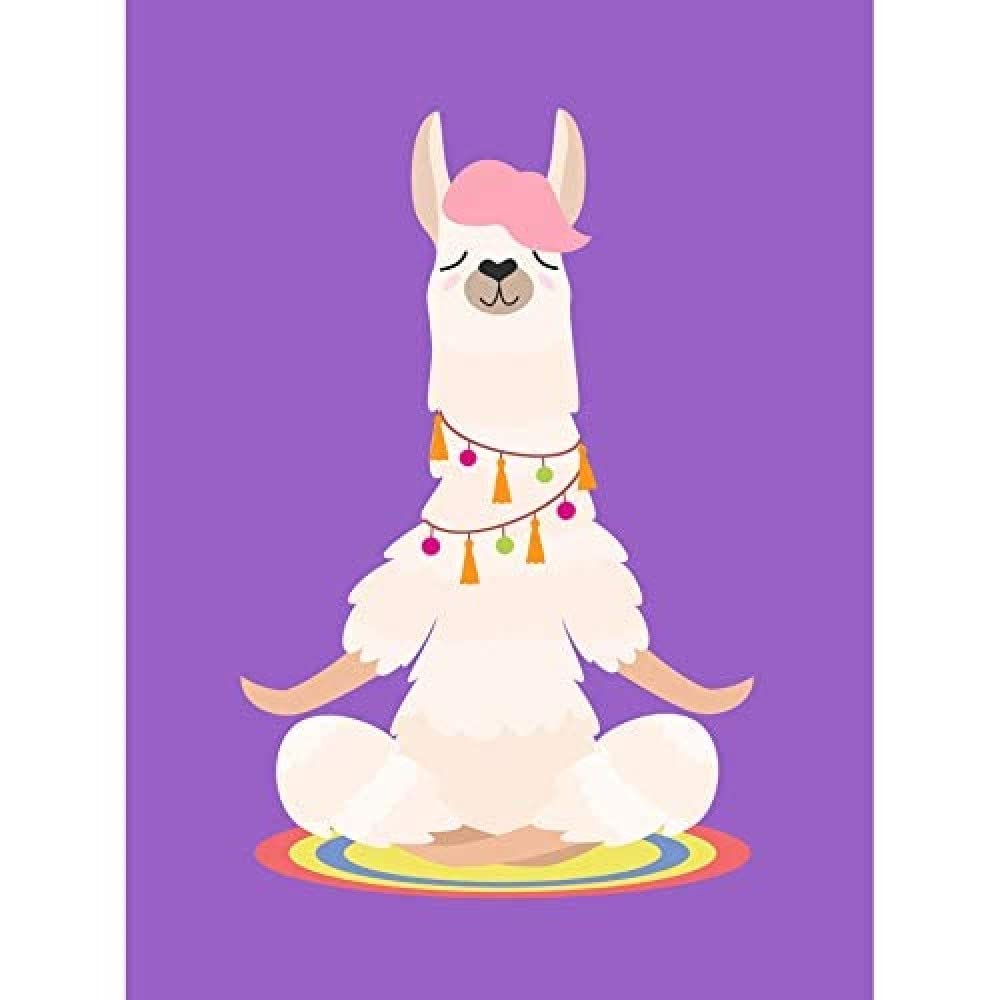 Wee Blue Coo Llama Cute Meditation Art Print Canvas Premium Wall Decor Poster