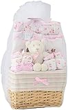 Big Oshi Baby Essentials 10 Piece Layette Basket Gift Set, Pink, 0-6 Months