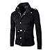 Men's Fall Slim Fit Trench Thick Military Rider Jacket SR708 (US Large, Black)