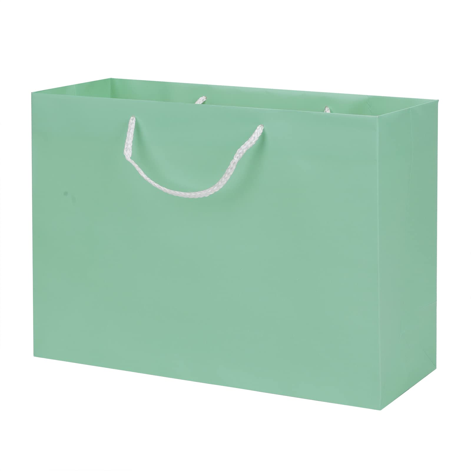 10 Large Kraft Paper Carrier Bags With Handle - Reusable Gift Tote for Birthday, Wedding, Christmas Party, Shopping (10Pcs Blue, Size L)