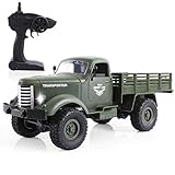 RC Military Truck -Flyglobal 1:16 4WD Off-Road Crawler Army Car, Radio Control RC Truck- 2.4Ghz Remote Control Toy RTR Car Vehicle with Rechargeable Batteries Great Gift for Kids Boys Adults,Green