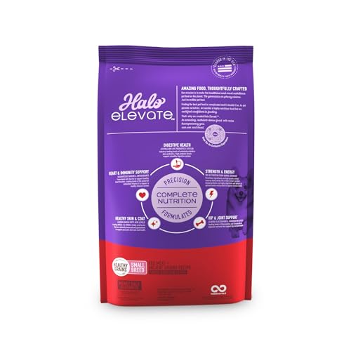 HALO ELEVATE SMALL BREED DOG FOOD, RED MEAT RECIPE, HEALTHY GRAINS DRY DOG FOOD, KIBBLE FOR ADULT DOGS, 3.5 LB BAG