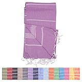 Essential Turkish Towel Peshtemal in 100% Cotton for Beach Bath Swimming Pool Yoga Pilates Picnic Blanket Scarf Wrap Hammam Fouta Turkish Bath Towels Beach Towel (Purple)