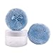 WXJ13 2 Pcs 4 inch Large Blue Fluffy Powder Puff for Body and Transparent Storage Box, Round Powder Loose Puff with Ribbon Bow Handle for Face & Body