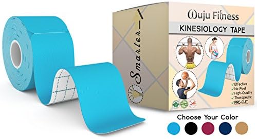 Athletic Tape for First Aid Kit, Physical Support Therapy, Sports Exercises. Lower Back, Heel, Foot, Joint, Shoulder, Muscle and Plantar Fasciitis Pain Relief. 20 precut Light Blue KT strips 2”x10"