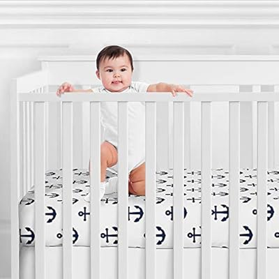 Sweet Jojo Designs Navy Blue White Anchors Boy Girl Fitted Crib Sheet Baby or Toddler Bed Nursery - Nautical Theme Ocean… 41DWMzyl88L