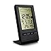 Fineed Mini Indoor Humidity Gauge, Temperature and Humidity Monitor, Digital Alarm Clock Snooze Calendar and Home Weather Station, Large LCD Display (Black)