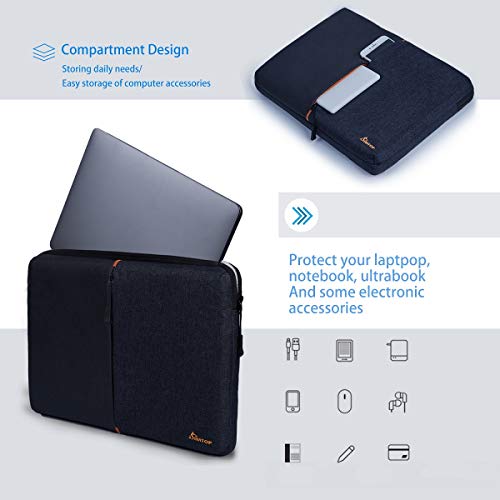 SIMTOP 360° Protection Laptop Sleeve 14 inch Case Bag compatible with 14" Lenovo ThinkPad Dell HP ChromeBook, 15" New MacBook Pro USB-C Touch Bar A1990 A1707 (Black) - Image 5
