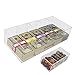 Acrylic Money Tray with Coin Tray Insert, 5 Compartment Clear Cash Organizer Currency Money Storage Box, 300 Money Wrappers Included