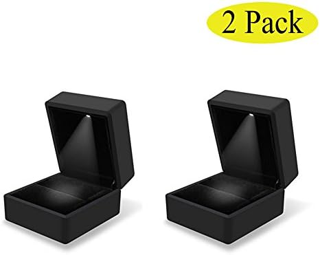Swity Home 2 Pack Black Engagement Ring Box, Jewelry Organizer