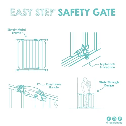Regalo Walk Thru Easy Step Gate - White, Fits Gaps Between 29" - 37.5" Wide and 30" Tall