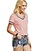ROMWE Women's Casual Short Sleeve Cute T-Shirt V-Neck Summer Cotton Tops Pink L